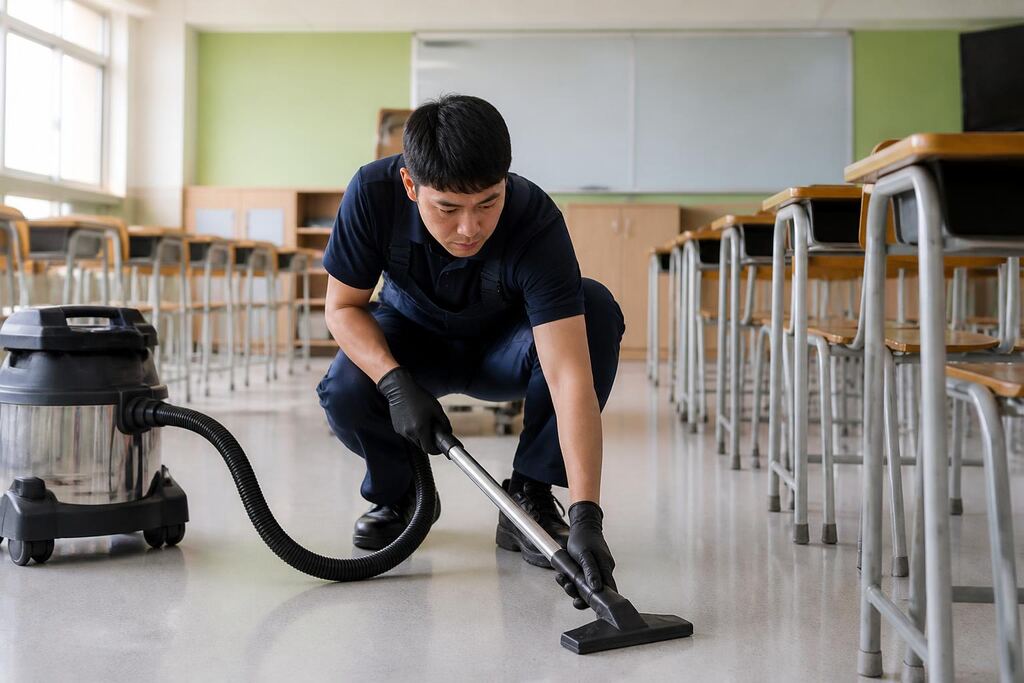 경남 학교청소 작업 범위와 현장 조건 이미지