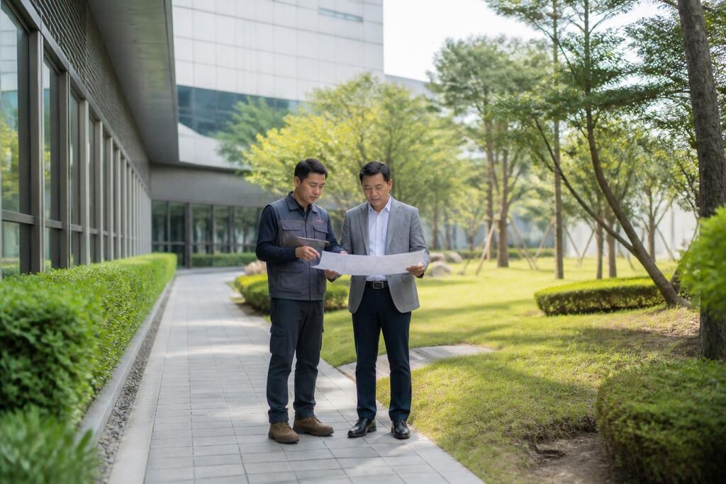 경남 사업장 조경 정기관리 작업 범위와 현장 조건 이미지