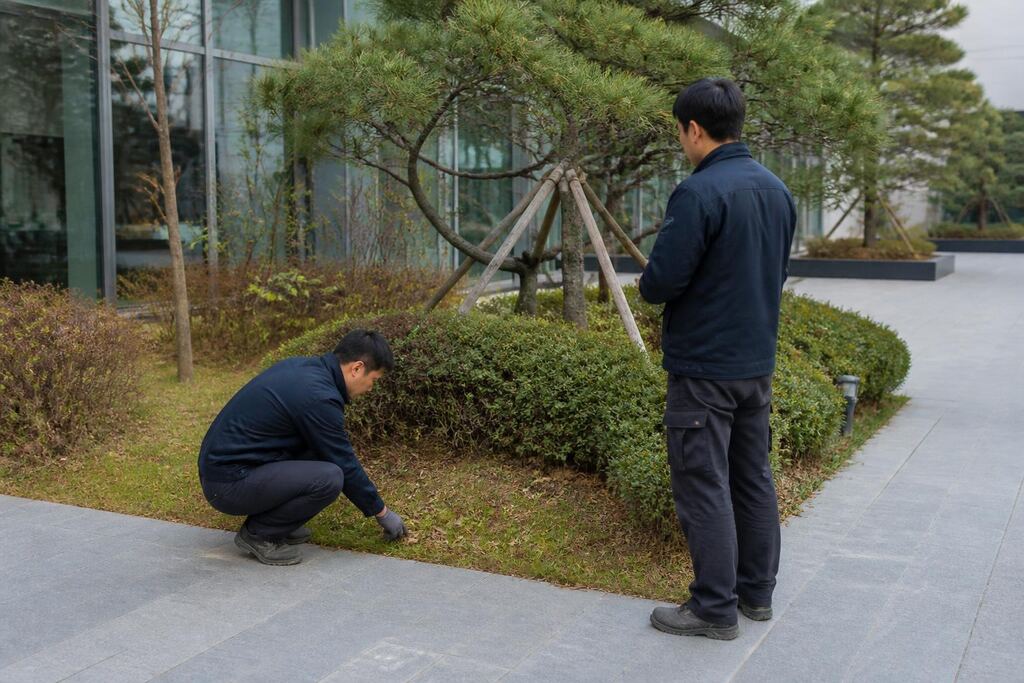 전북특별자치도 정원 관리 작업 범위와 현장 조건 이미지