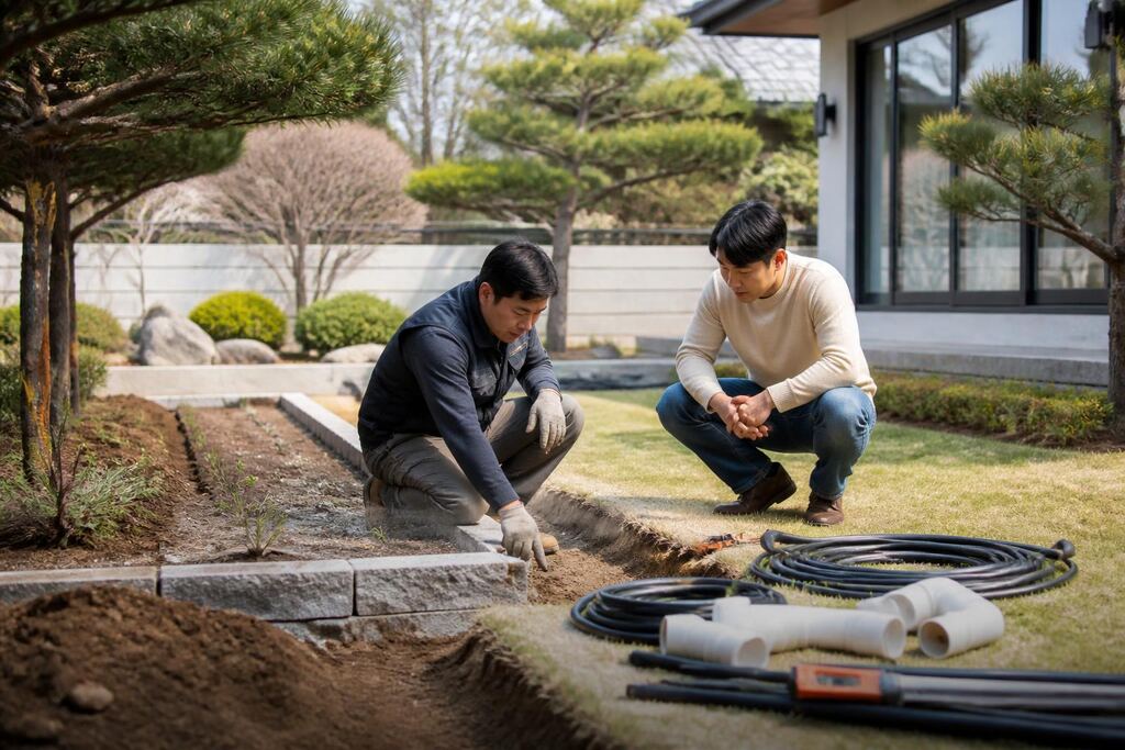경북 정원 배수·관수 시공 이미지