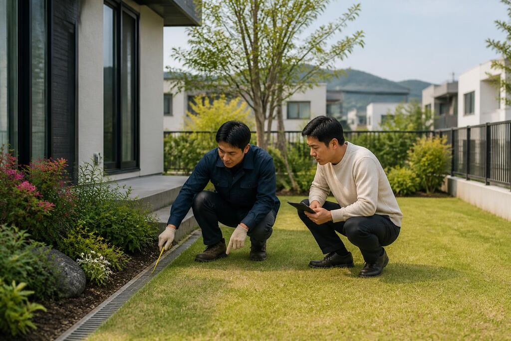 부산 정원 배수·관수 시공 이미지