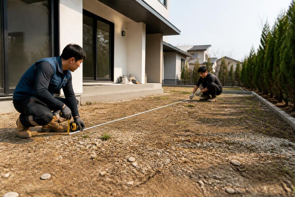 경기 잔디 조성공사 작업 범위와 현장 조건 이미지