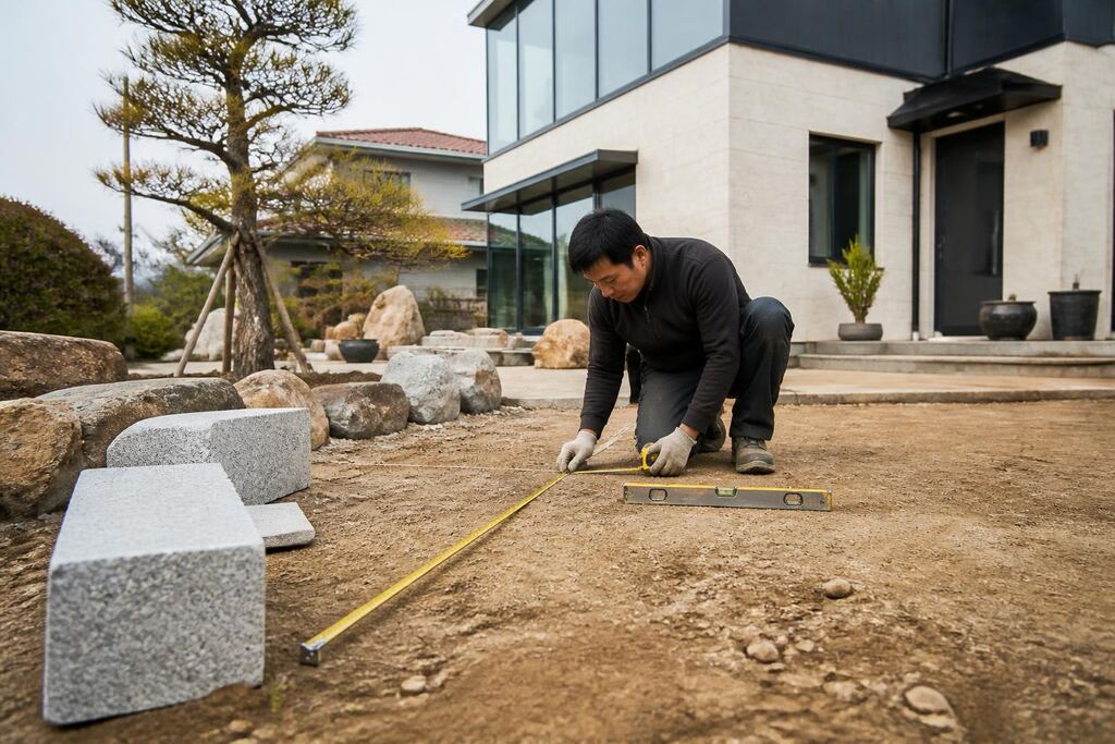 강원특별자치도 조경석·경계석 시공 작업 범위와 현장 조건 이미지