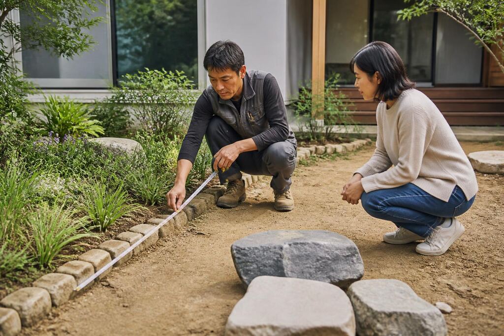 경북 조경석·경계석 시공 작업 범위와 현장 조건 이미지