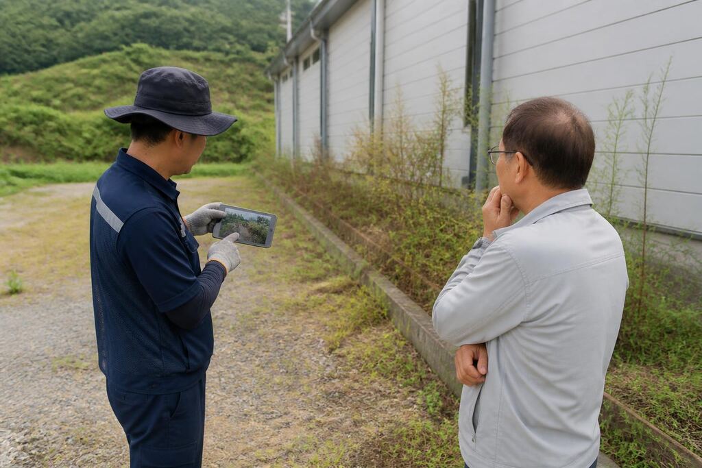 충북 제초 작업 작업 범위와 현장 조건 이미지