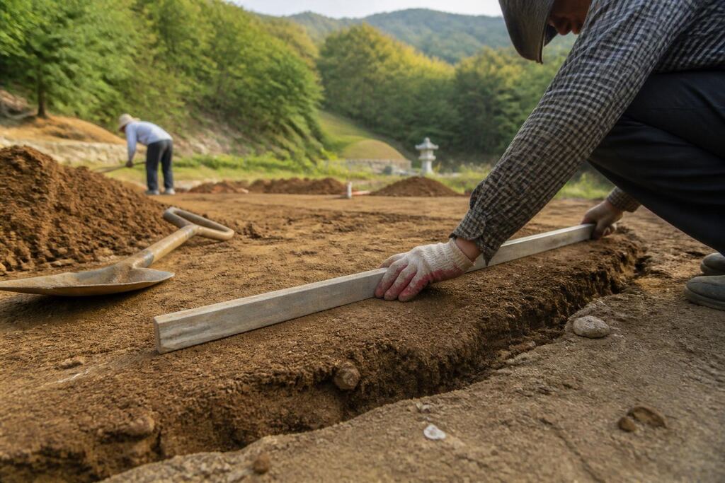 경남 묘지조성 작업 범위와 현장 조건 이미지