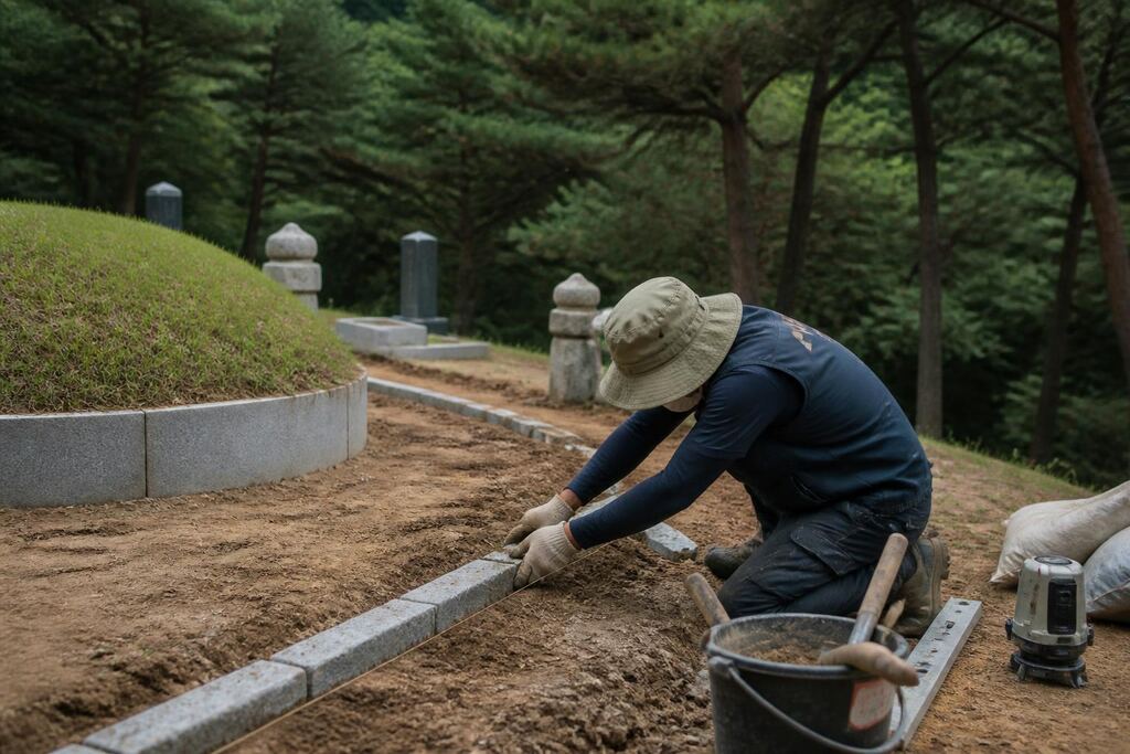 인천 묘지조성 작업 범위와 현장 조건 이미지