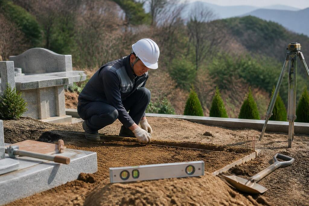 울산 묘지조성 작업 범위와 현장 조건 이미지