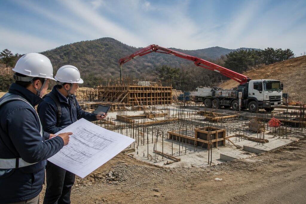 서울 콘크리트펌프 작업 범위와 현장 조건 이미지