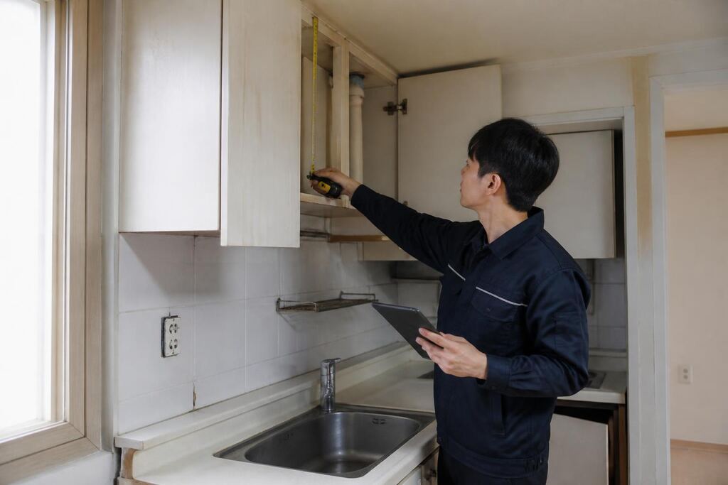 경남 주방 리모델링 작업 범위와 현장 조건 이미지