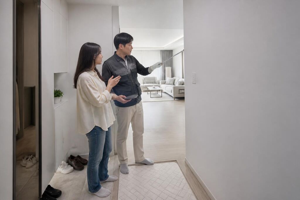 세종특별자치시 중문 시공 작업 범위와 현장 조건 이미지