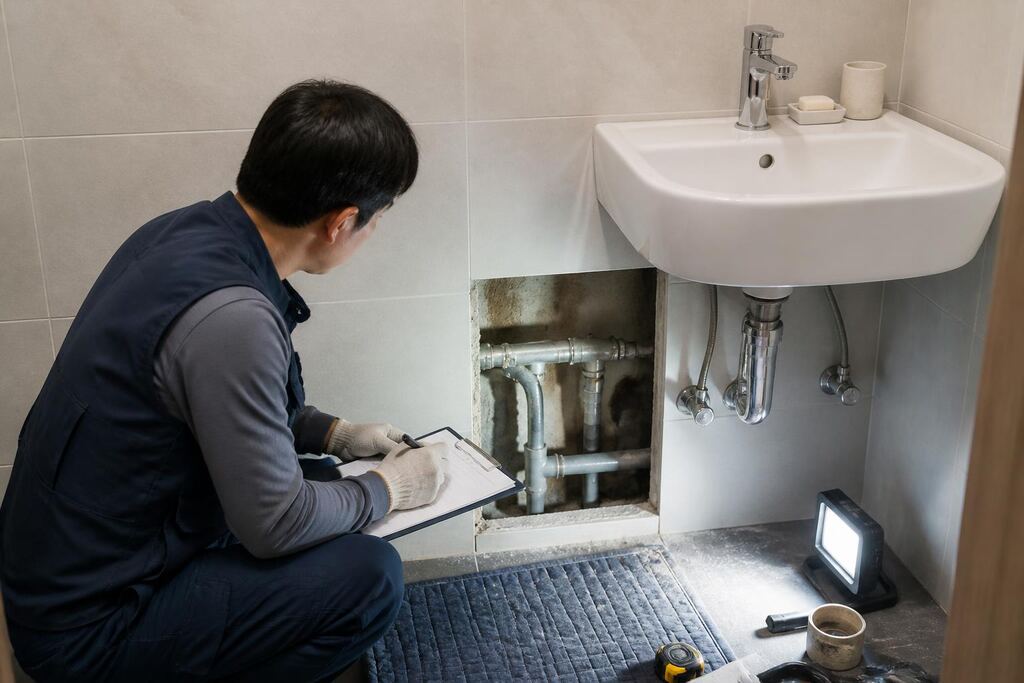 경남 수도·배관 설비 작업 범위와 현장 조건 이미지