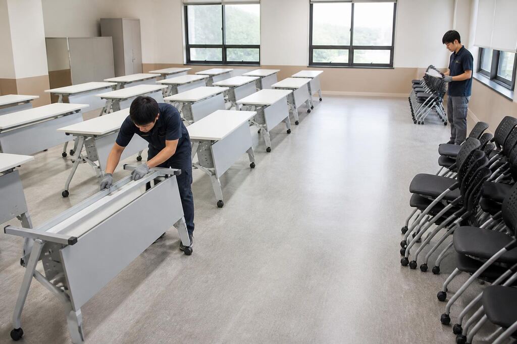 전남광주통합특별시 책상·의자 렌탈 작업 범위와 현장 조건 이미지