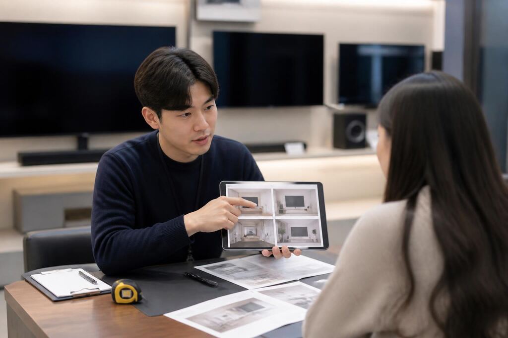 경남 TV 렌탈 작업 범위와 현장 조건 이미지