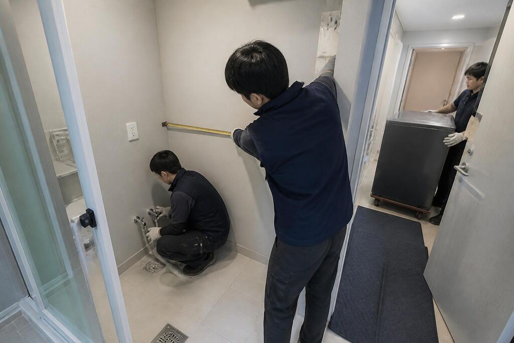 대전 세탁기 렌탈 작업 범위와 현장 조건 이미지