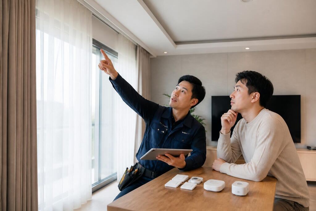 충남 전동커튼·스마트홈 기기 설치 이미지