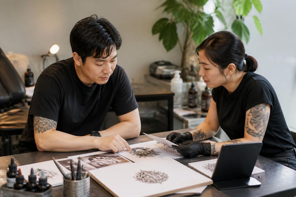부산 타투 디자인 수정 상담 이미지
