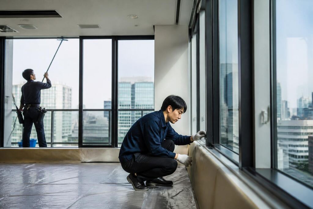 서울 강남구 유리창청소 작업 범위와 현장 조건 이미지