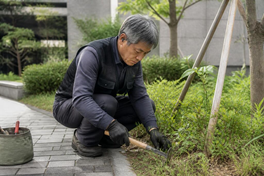 서울 구로구 건물 외부 녹지관리 작업 범위와 현장 조건 이미지