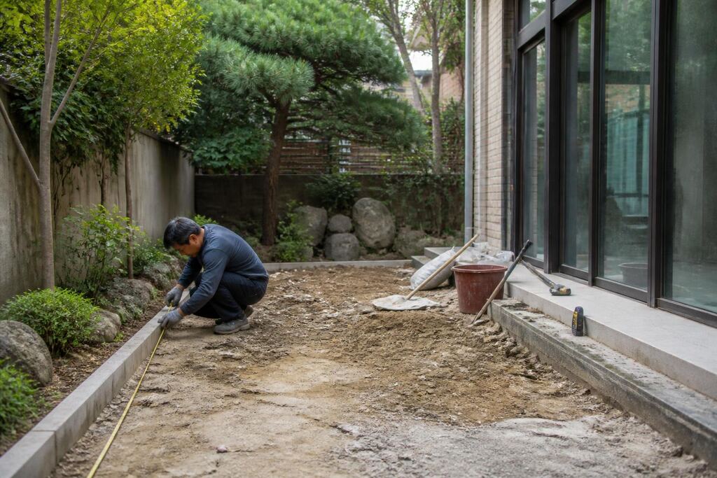서울 강남구 정원 조성공사 작업 범위와 현장 조건 이미지