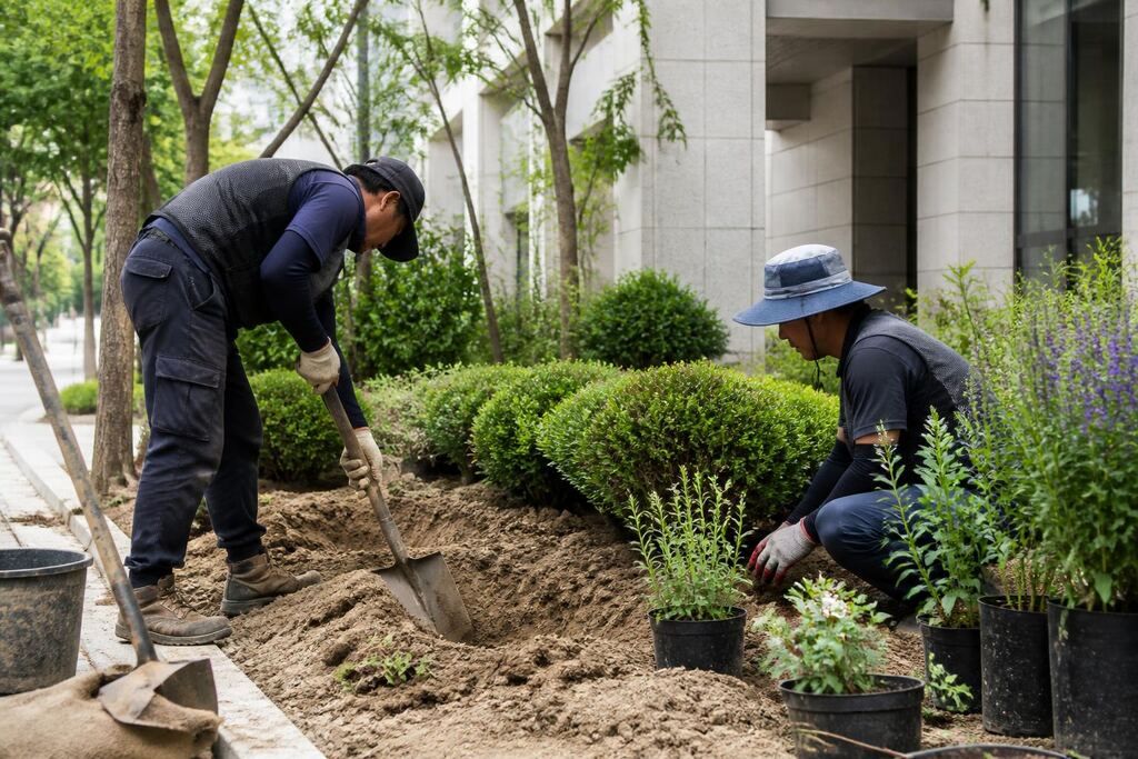 서울 강남구 조경 식재공사 작업 범위와 현장 조건 이미지