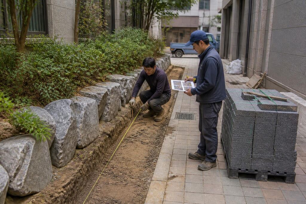 서울 중구 조경석·경계석 시공 작업 범위와 현장 조건 이미지