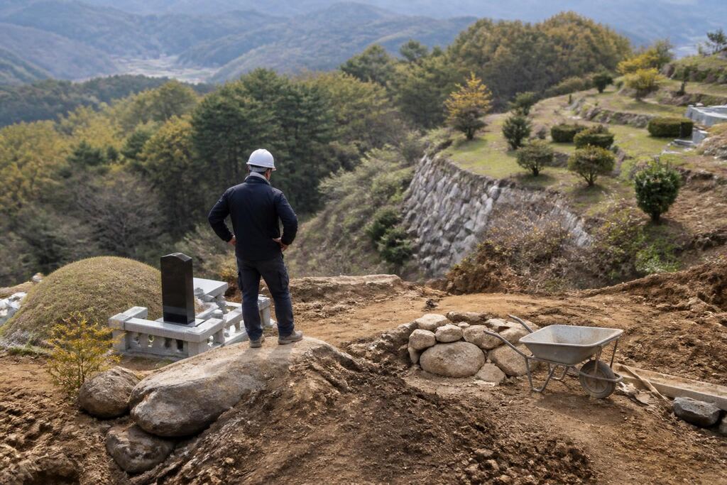 서울 성북구 묘지조성 작업 범위와 현장 조건 이미지
