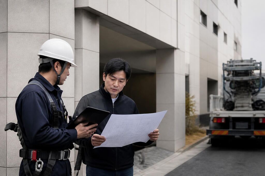 서울 중구 스카이차 작업 범위와 현장 조건 이미지