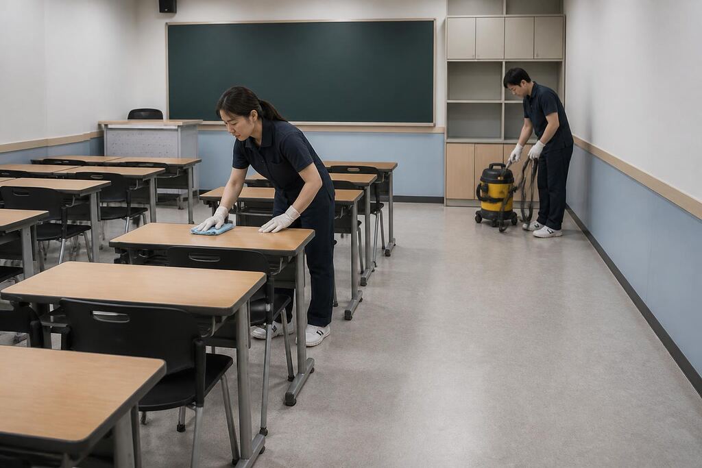 학원청소 서비스 작업 범위와 현장 조건 이미지