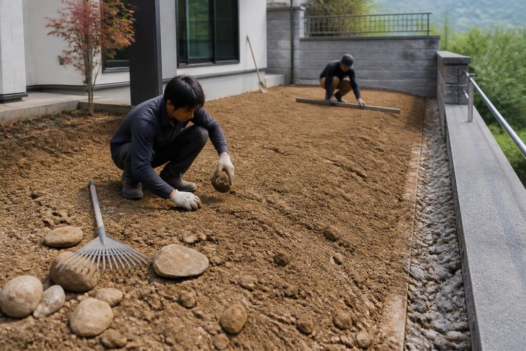 잔디 조성공사 서비스 작업 범위와 현장 조건 이미지