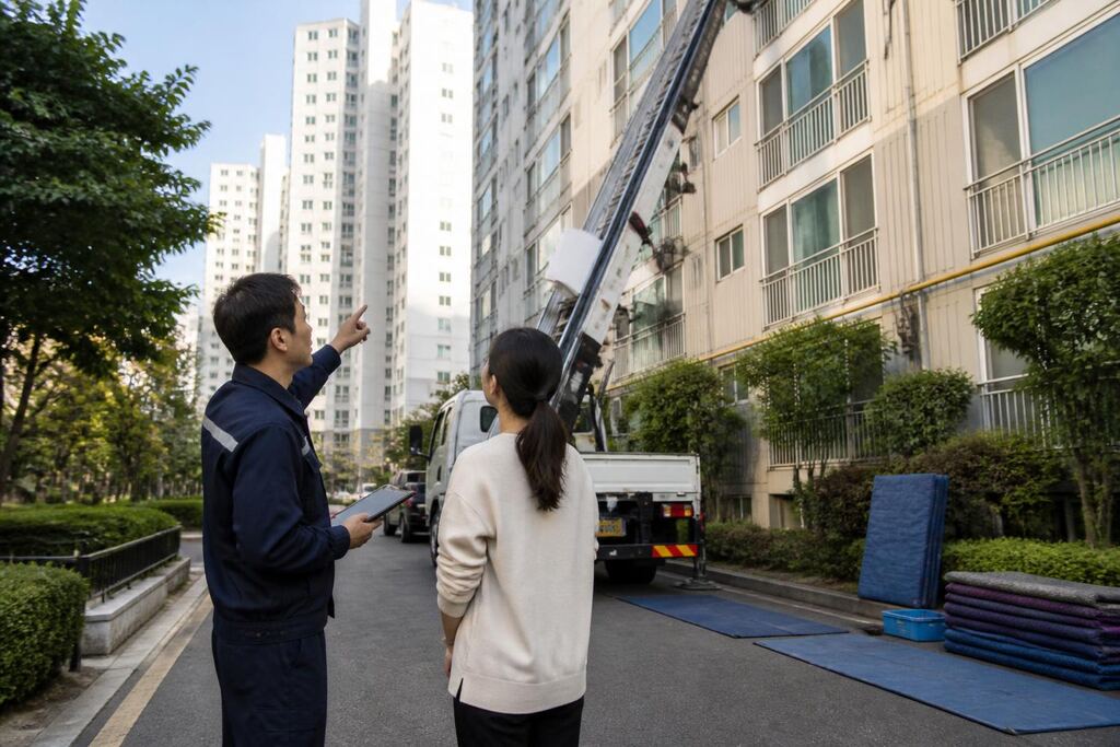 사다리차 서비스 작업 범위와 현장 조건 이미지