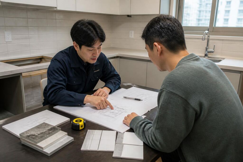 주방 리모델링 서비스 작업 범위와 현장 조건 이미지